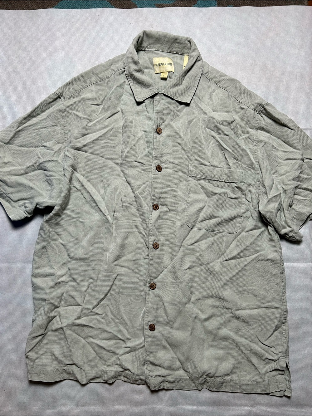 Joseph & Feiss grey silk Hawaiian shirt size large